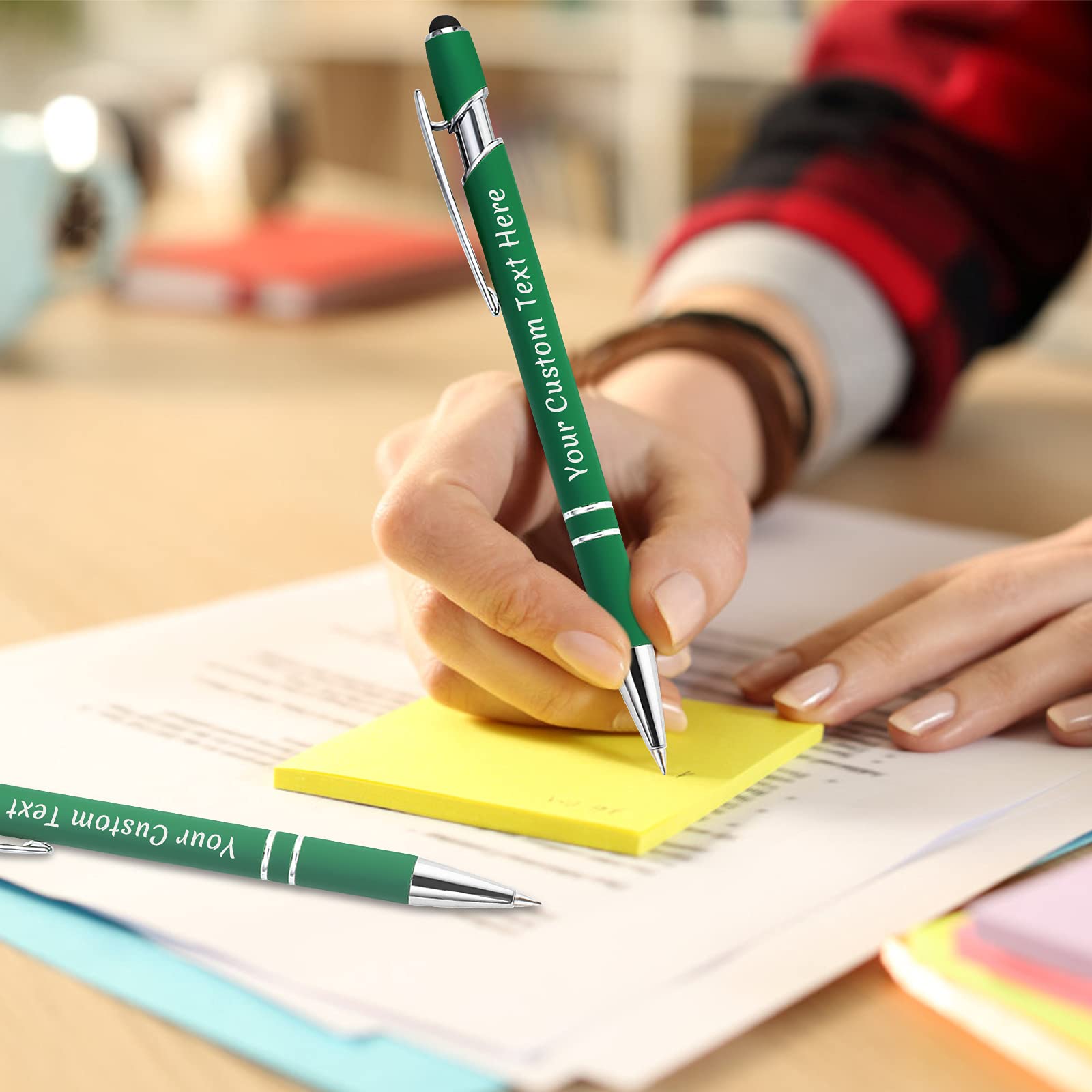 200 Pcs Personalized Custom Pens Bulk - Free Engraving with Name/Message - Customized Ballpoint Pens & Stylus for Business, Office, Graduation - Unique Gifts for Men & Women - Christmas, Birthday Gifts (Green) - Perfect for Corporate Events, Promotions & Special Occasions