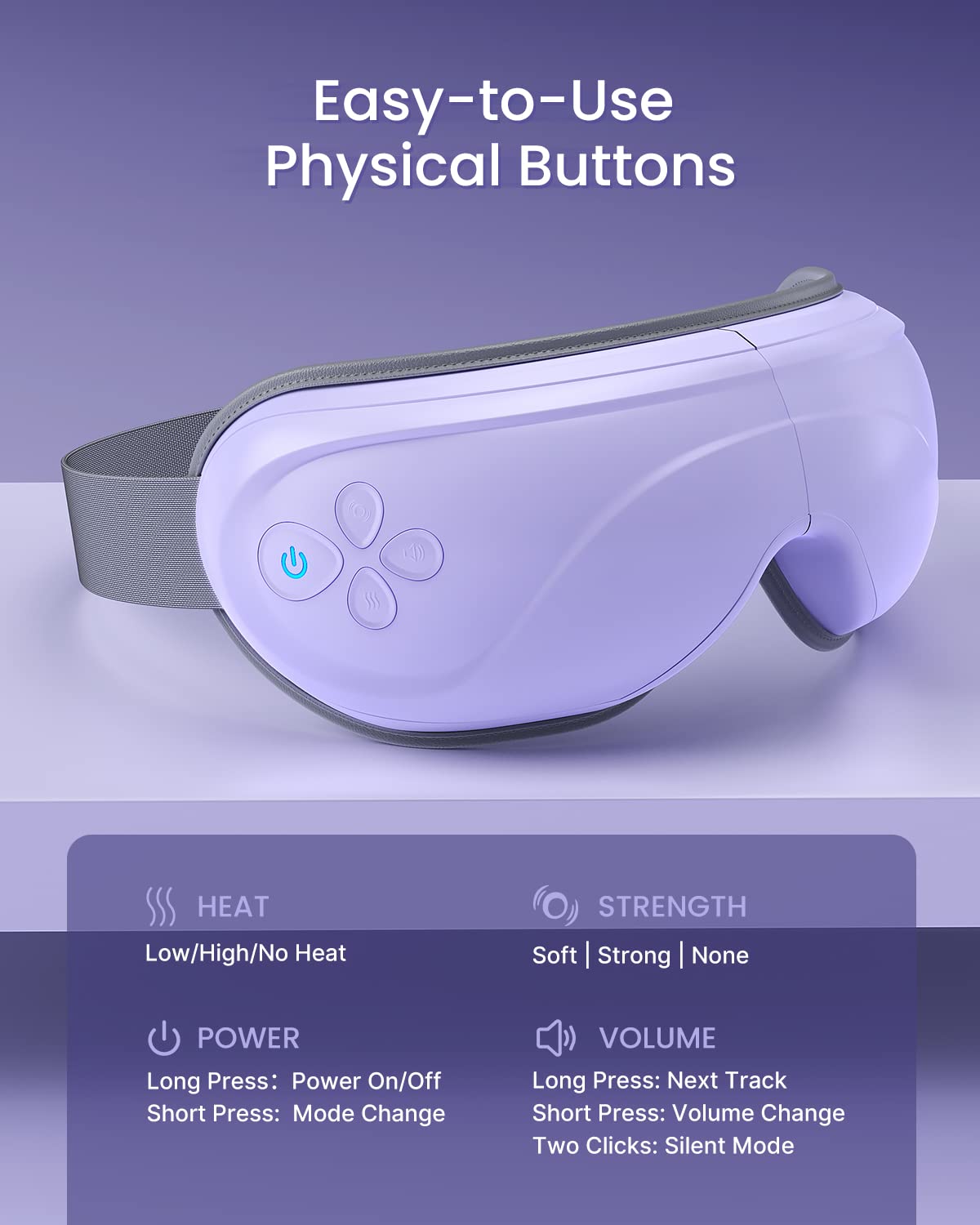 RENPHO Eye Massager with Heat - Purple & Black Eye Relaxation Device for Stress Relief, Headache & Sleep Aid - Perfect for Home, Office & Travel Use
