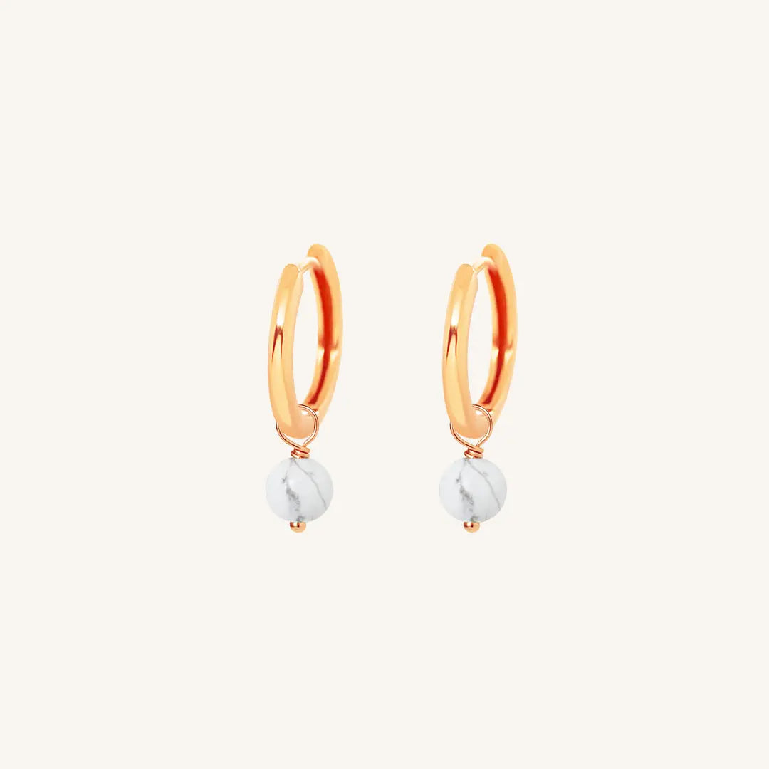 Carter Howlite Hoops Earrings - Natural Stone Jewelry for Clarity & Focus - Perfect for Meditation, Yoga & Spiritual Healing