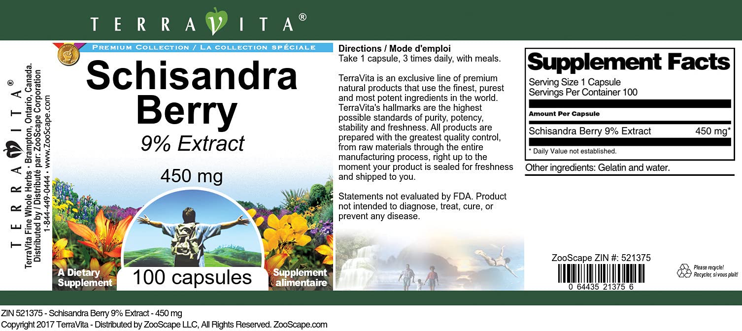 Premium Schisandra Berry Extract 9% - 450mg per Capsule (100 Capsules per Bottle, 2-Pack) - Natural Adaptogen for Stress Relief & Liver Support - Perfect for Daily Wellness & Immune Boosting
