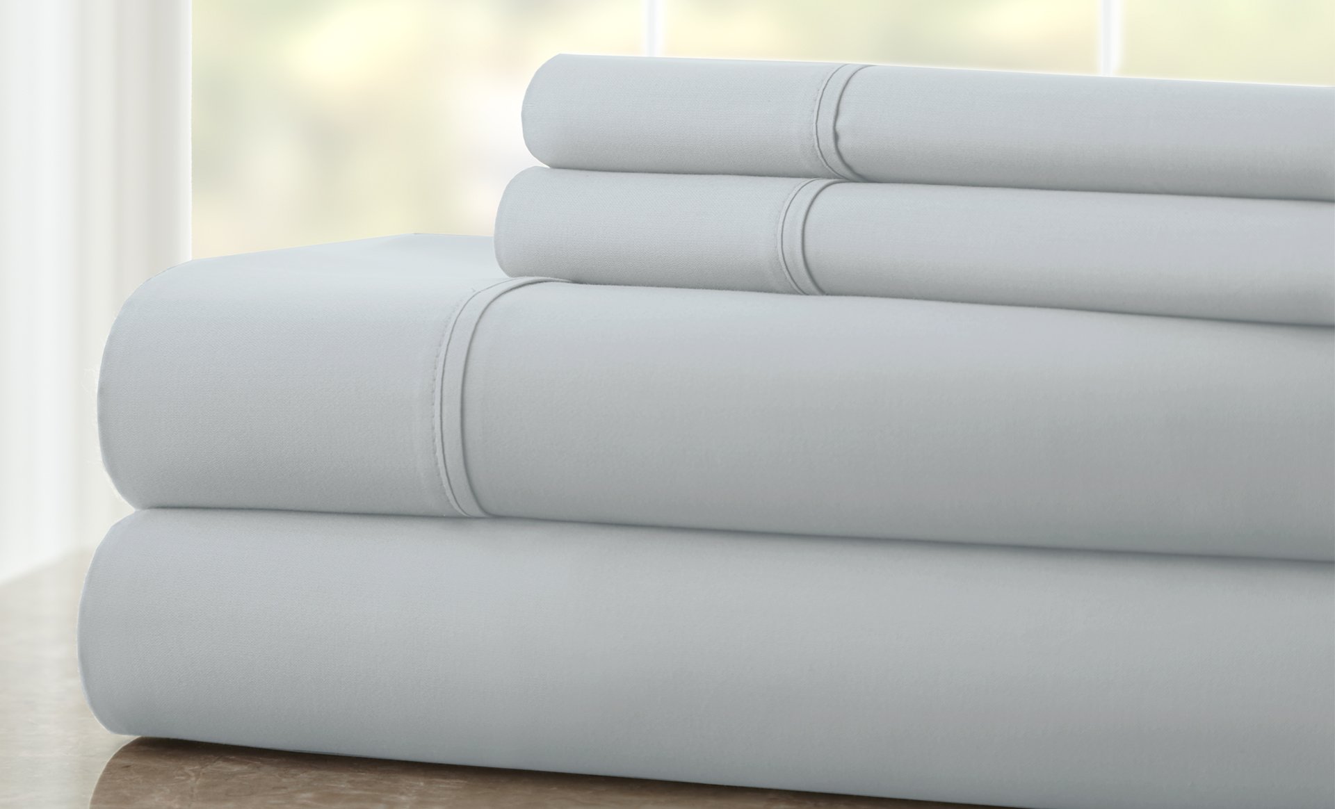 EcoTouch Queen 4-Piece Sheet Set - Soft Breathable Bed Sheets, Deep Pocket Fitted Sheet, Pillowcases (Blue) - Perfect for Bedroom, Guest Room & Dorm Comfort