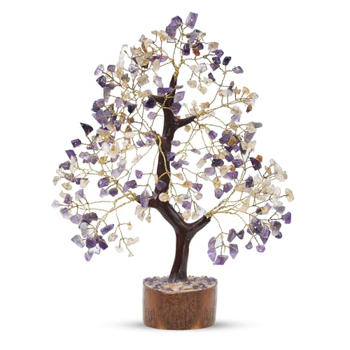 Citrine & Amethyst 10-12 Inchgolden Wire