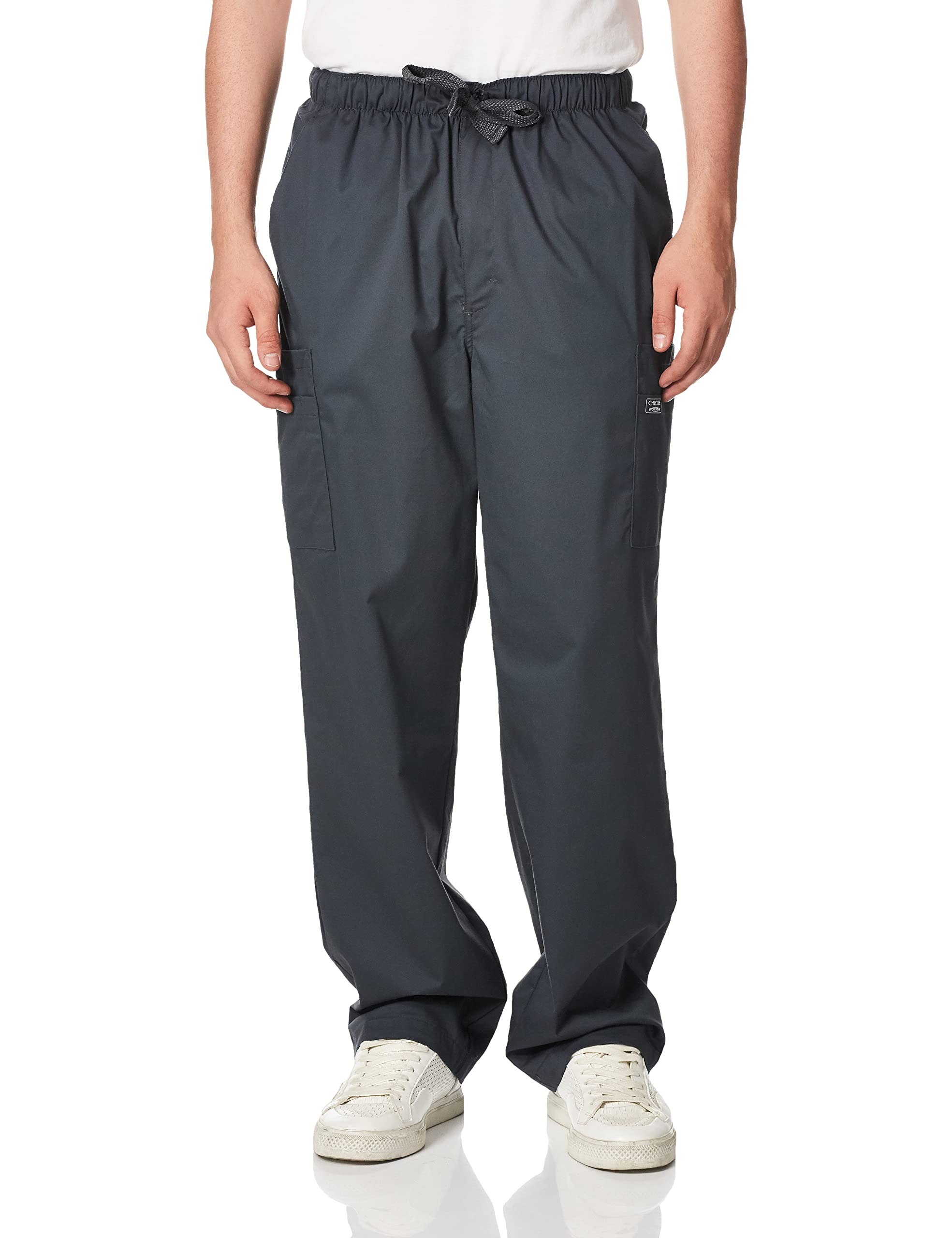 Cherokee Workwear Premium Men's Drawstring Cargo Scrub Pants - Comfortable Medical Scrubs for Doctors & Nurses (Pewter, 2X) - Perfect for Hospitals, Clinics & Healthcare Professionals