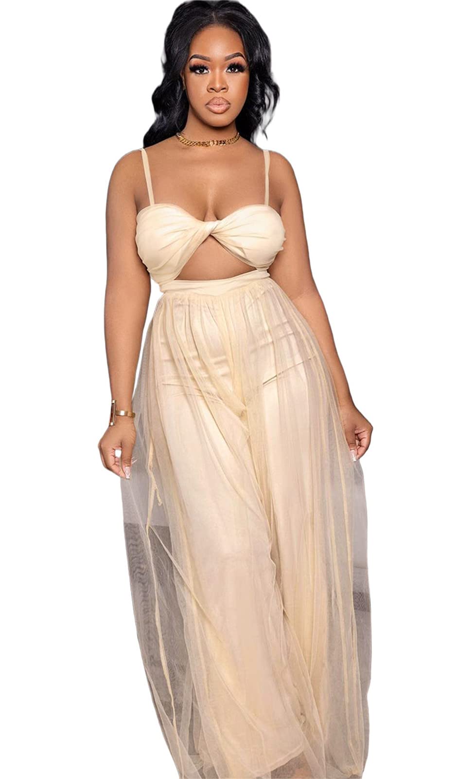Ekaliy Women's Summer Sleeveless Bikini Top & Printed Wide Leg Palazzo Pants Romper Jumpsuit - Beachwear, Swim Cover Up, Pool Party Outfit, Vacation Wear for Women