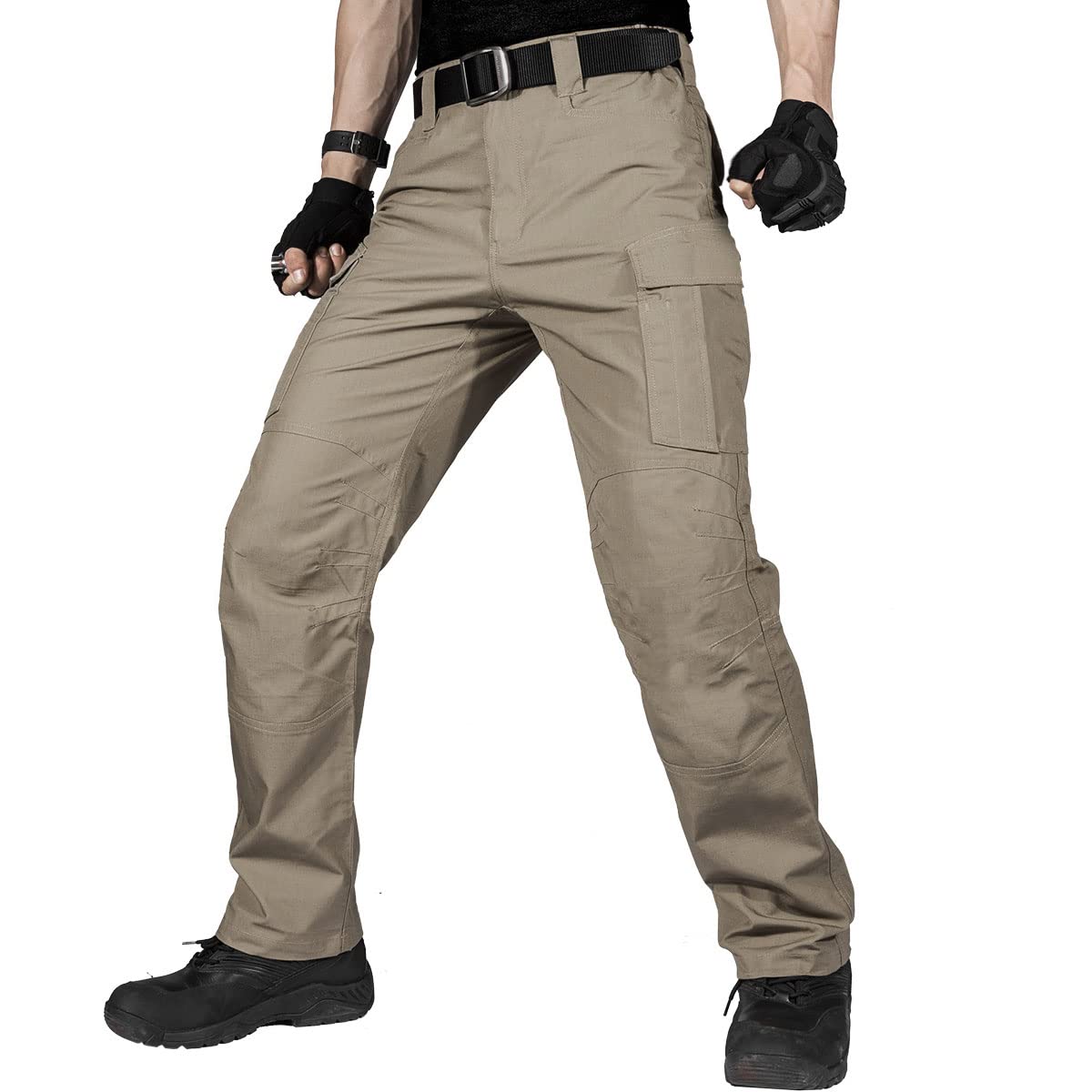FREE SOLDIER Men's Water Resistant Tactical Cargo Pants - Relaxed Fit Combat Work Pants with Multiple Pockets for Outdoor Hiking, Hunting & Military Use