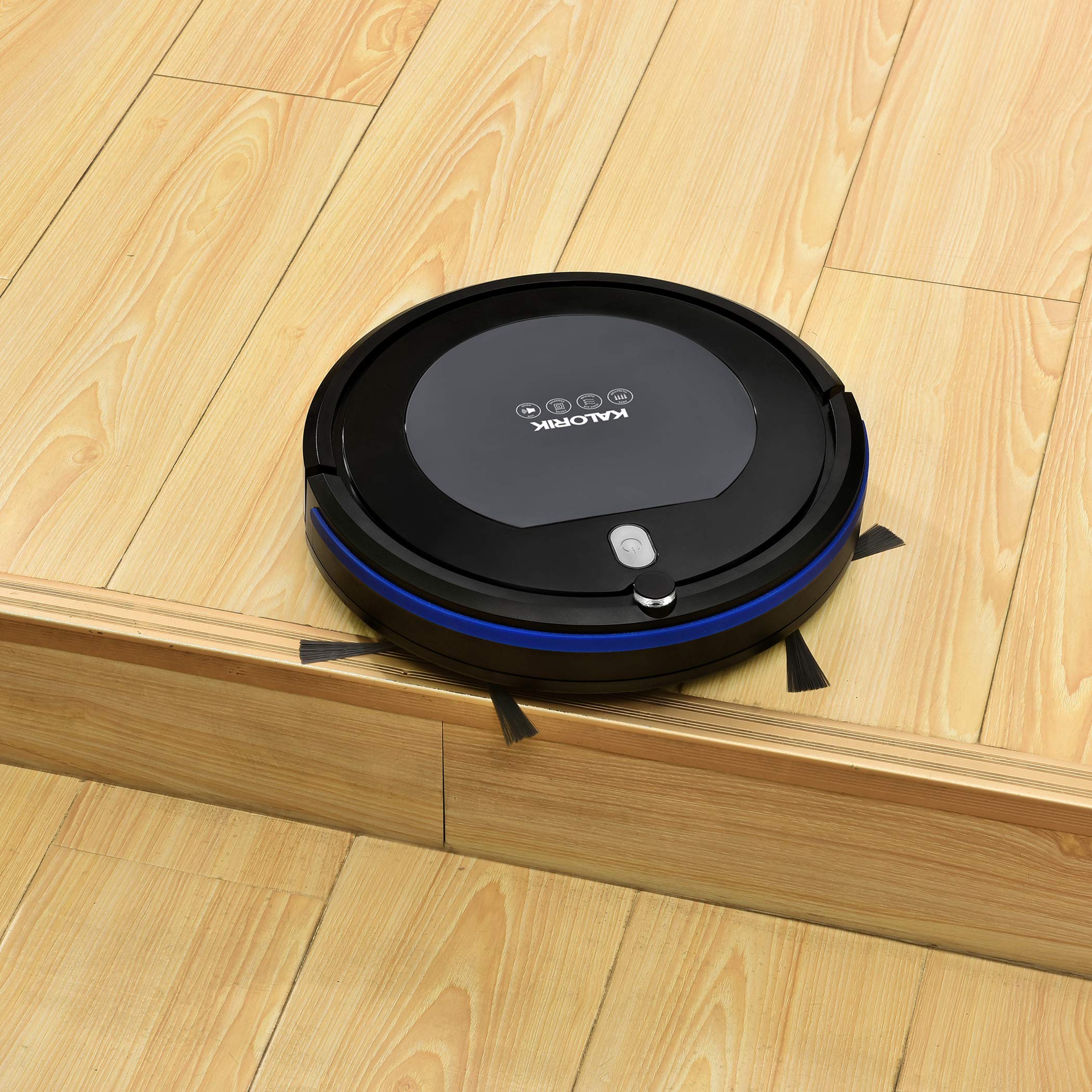 Kalorik® Home Ionic Pure Air Rechargeable Robot Vacuum Cleaner - 4 Smart Cleaning Modes, Black/Gray - Perfect for Hardwood Floors, Carpets & Pet Hair Removal