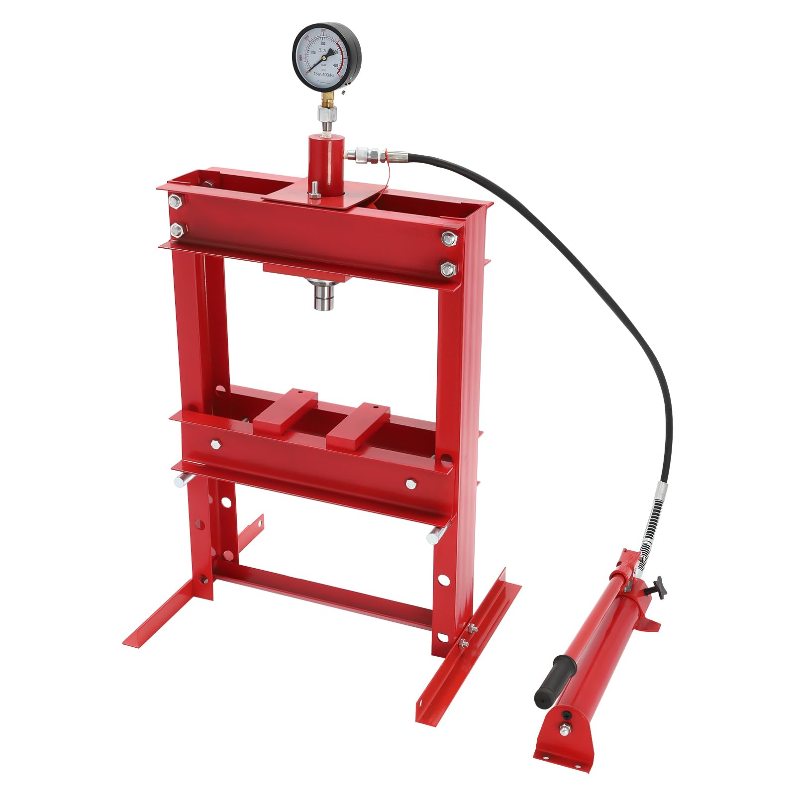 10 Ton Heavy Duty Hydraulic Shop Press with Pressure Gauge - H-Frame Adjustable Benchtop Floor Press for Auto Repair, Metalworking & Mechanical Workshops - Ideal for Bearing Removal, Straightening Metal, and Automotive Repairs