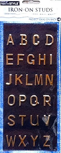 Gold Iron-on Studs Letters 1/2 Inch - DIY Clothing Patches for Jackets, Jeans & Bags | Customizable Capital Letters for Personalized Apparel