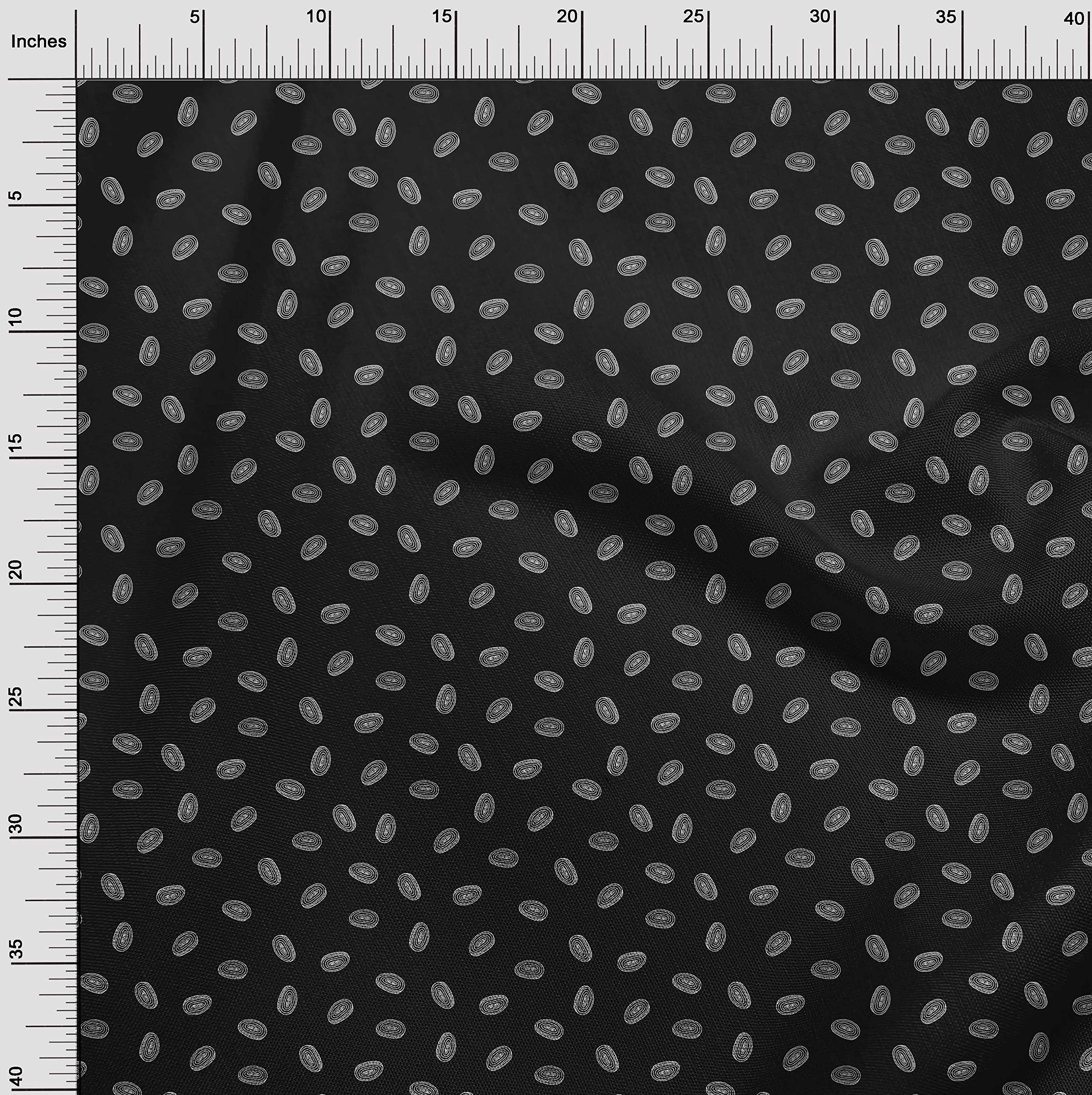 oneOone Rayon Black Onion Print Fabric - 56 Inch Wide Sewing Material for DIY Clothing, Dresses & Home Decor | Premium Quality by The Yard