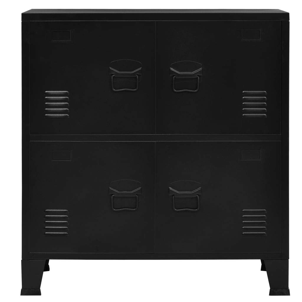4-Door Black Steel Metal Storage Cabinet - 29.5