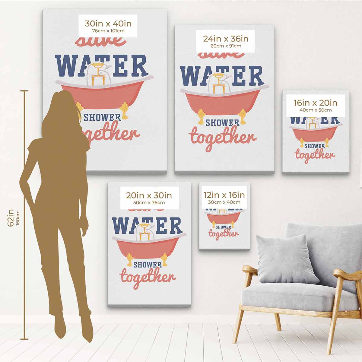 White Bathroom Shower Wall Art Canvas - Modern Waterproof Home Decor for Bathroom, Living Room & Bedroom - Perfect for Spa-Like Relaxation