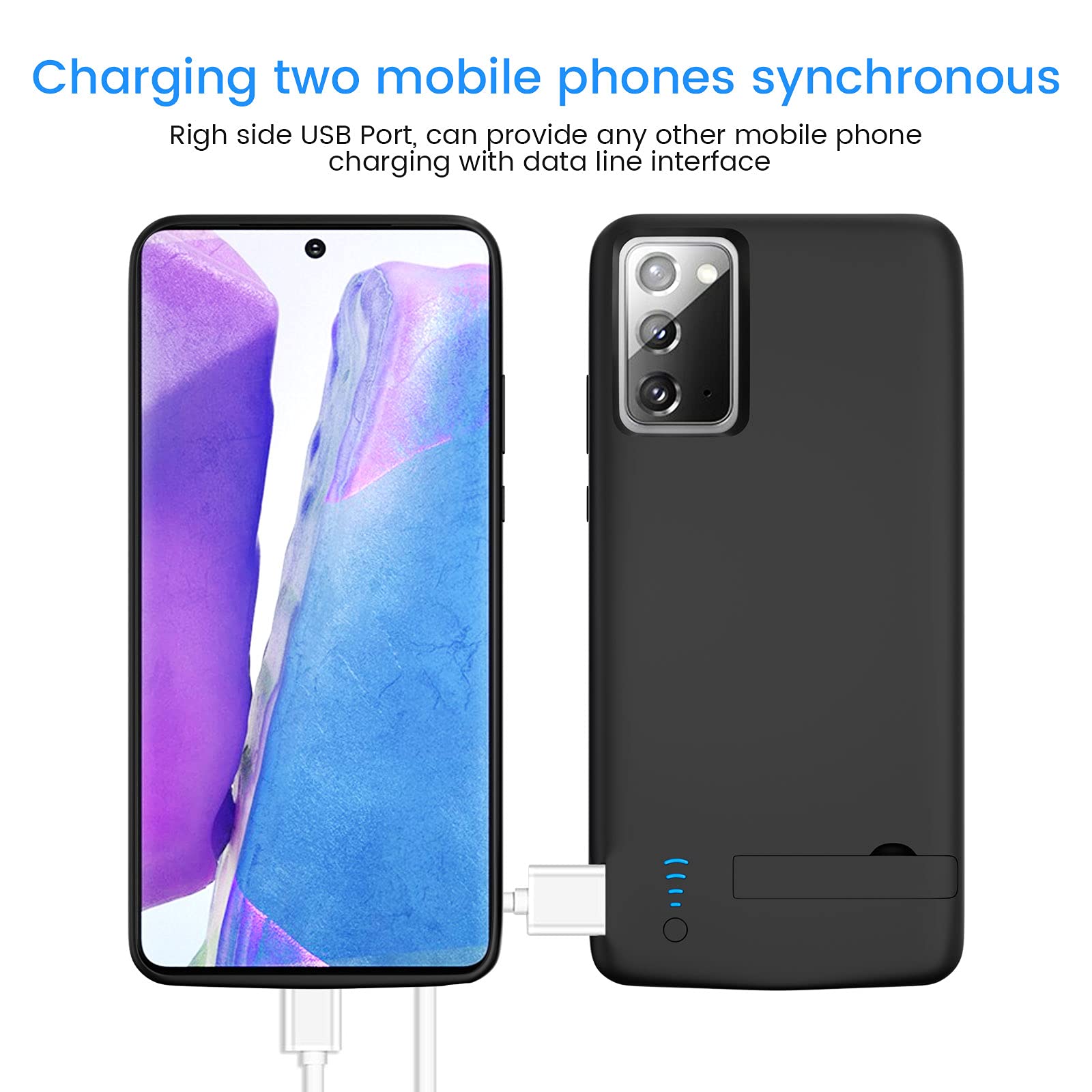 Fey 6000mAh Extended Battery Case for Samsung Galaxy Note 20 - Rechargeable External Power Bank Charger Cover, Black | Extra Battery Life for Travel, Work & Outdoor Activities