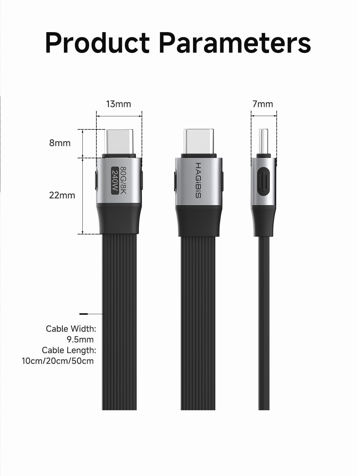 Hagibis USB4 Cable 0.33ft - 80Gbps High-Speed Data Transfer, 8K@60Hz Video, 240W Fast Charging USB-C Cable - Compatible with iPhone 16/15 Pro Max, iPad, Thunderbolt 5/4, External SSD - Perfect for 4K/8K Video Editing, Gaming & Fast Device Charging