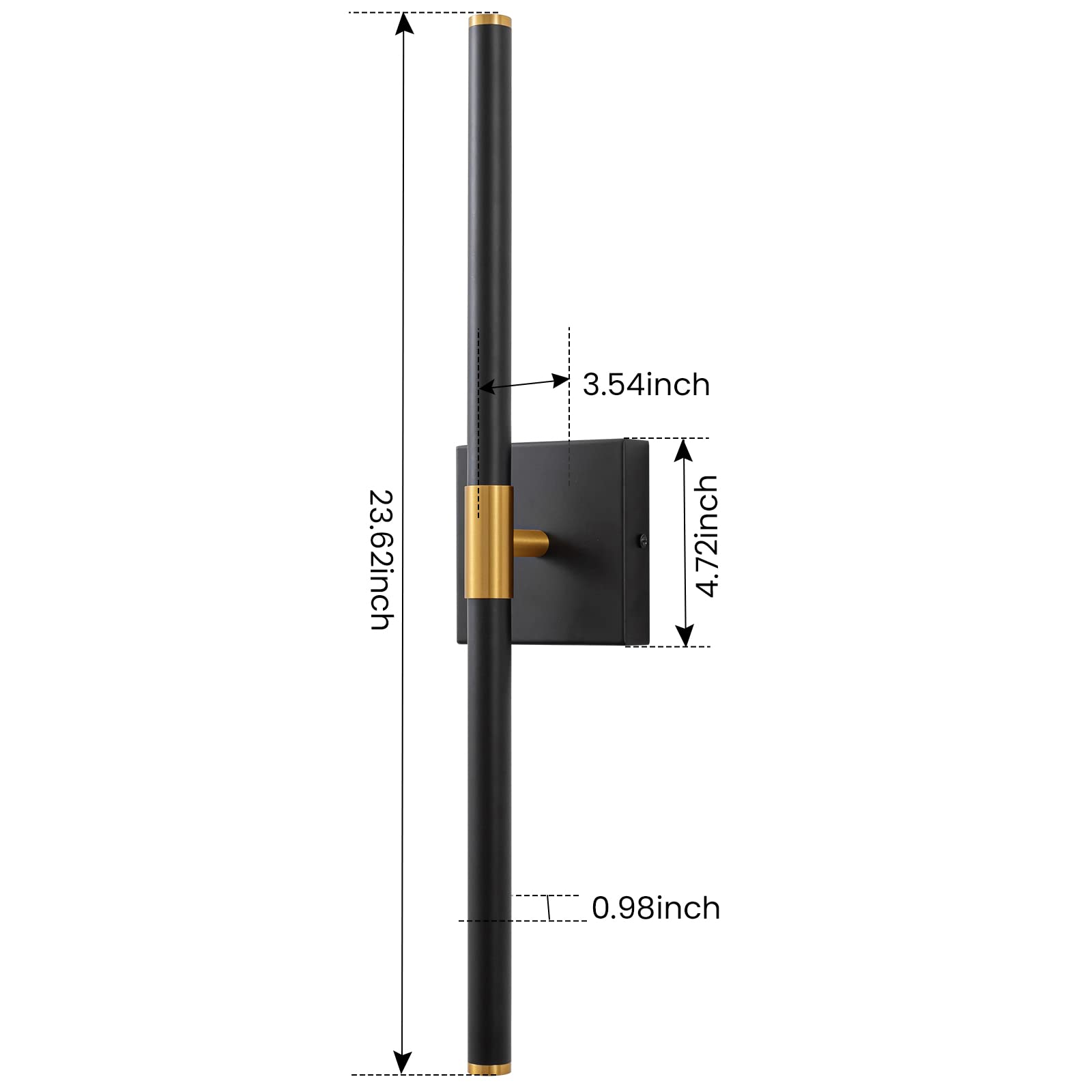 Faziyo 24 Inch Black Gold LED Bathroom Vanity Light - Dimmable Mirror Lighting Fixture, 4000K Modern Wall Sconce for Bathroom & Picture Lights for Paintings | Perfect for Home Decor, Makeup Vanity & Art Gallery Lighting