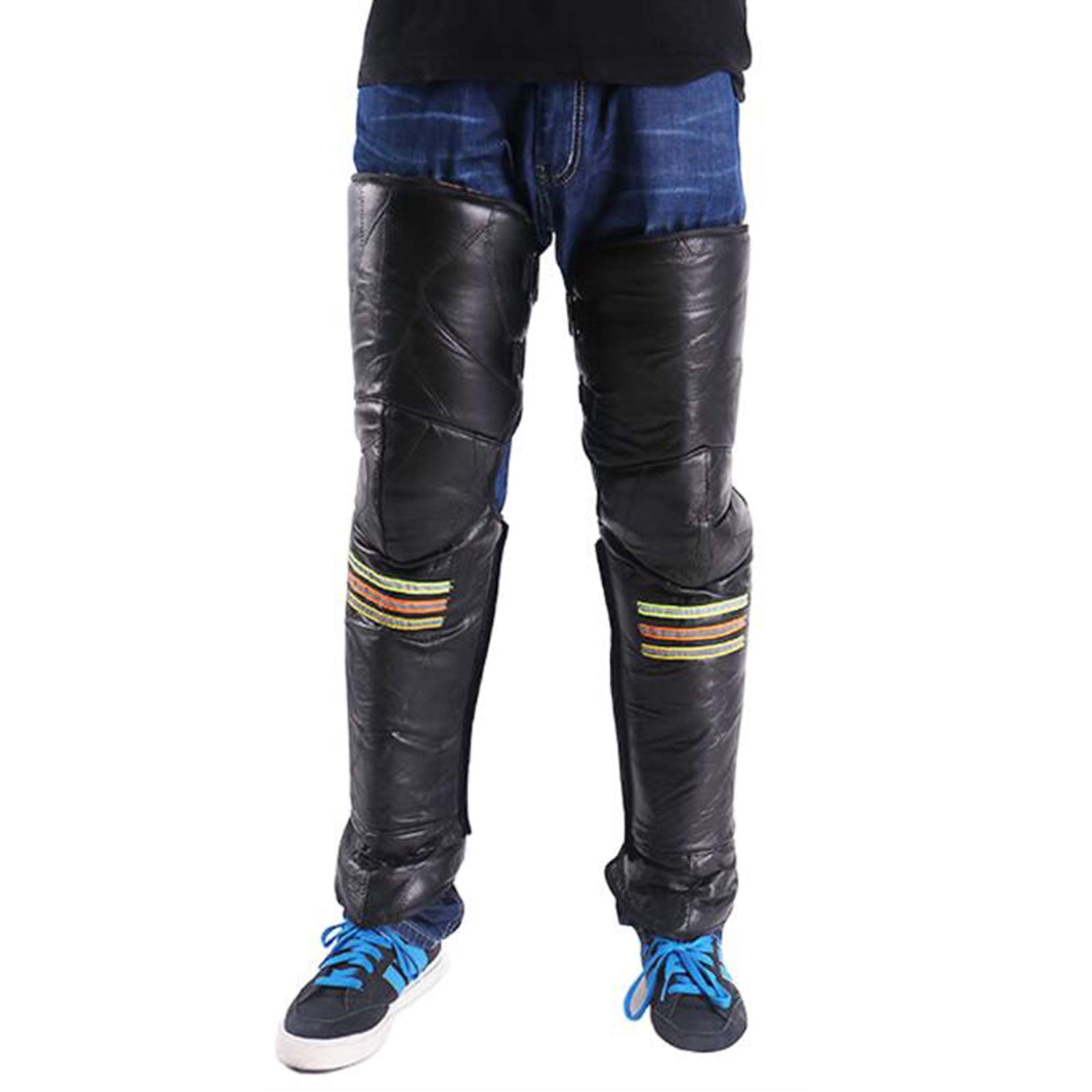 Motorcycle Knee Pads - Windproof & Waterproof Winter Warm Knee Guards for Riding - Adjustable Unisex Black Leather Knee Protection for Outdoor Motorcycle & Biking Enthusiasts - Ideal for Cold Weather Commuting & Adventure Sports