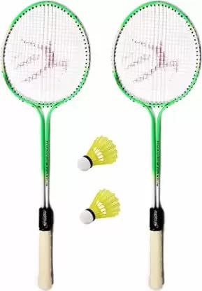 KNK Badminton Set - 2 Racquets with 2 Plastic Shuttlecocks | Premium Badminton Kit for Outdoor & Indoor Play (Multicolor) | Perfect for Backyard, Park, Beach & Gym Games