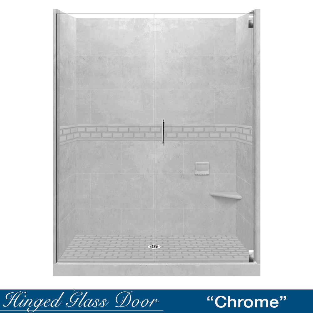 60 Alcove Portland Cement Sistine Stone & Subway Tile Shower Remodel Kit - DIY Bathroom Renovation for Modern Home Upgrades