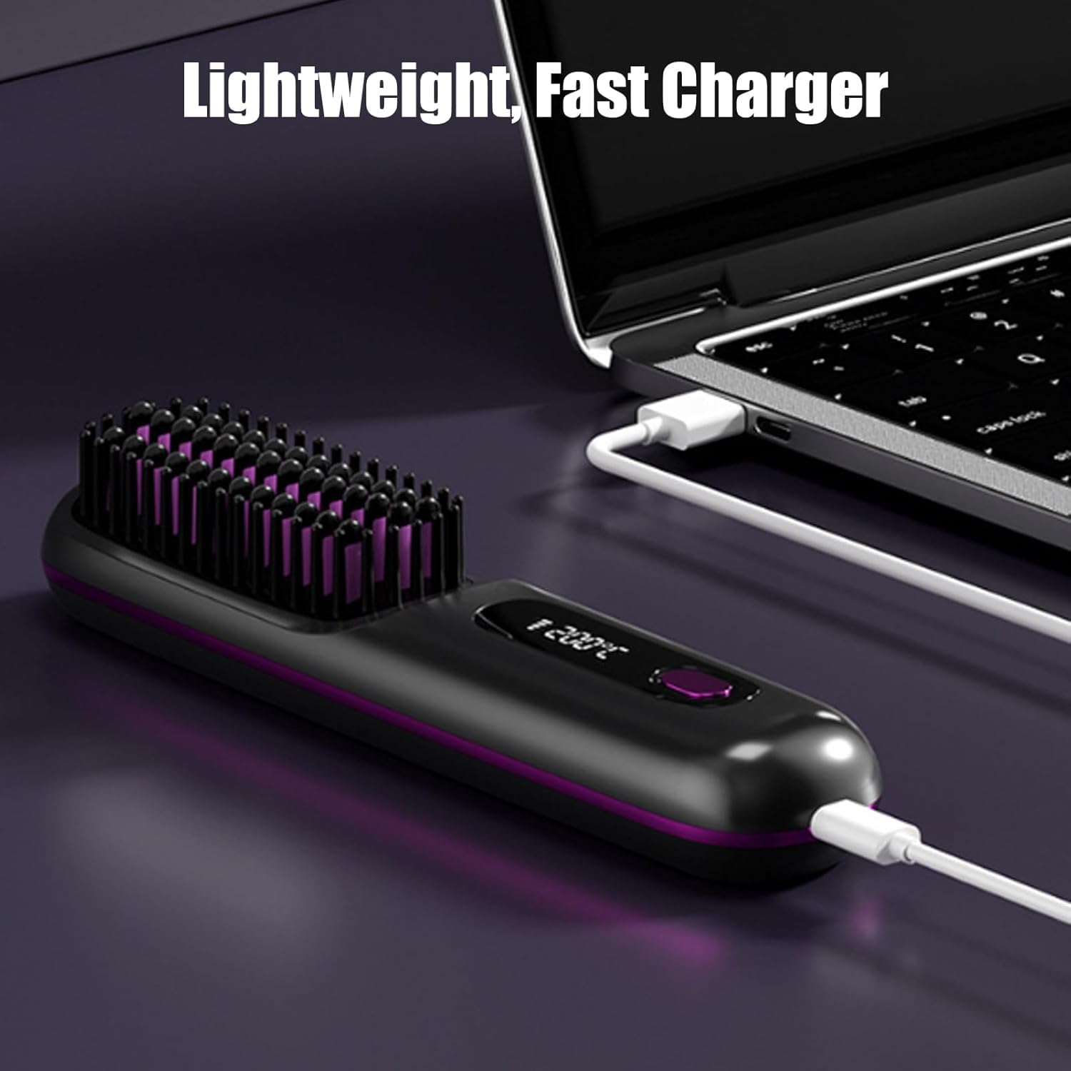 Numoya Go Brush Pro 2025 - Upgraded Portable Hair Straightener Brush for Travel, Salon-Quality Styling at Home, Pink | Perfect for On-the-Go Styling & Quick Touch-Ups