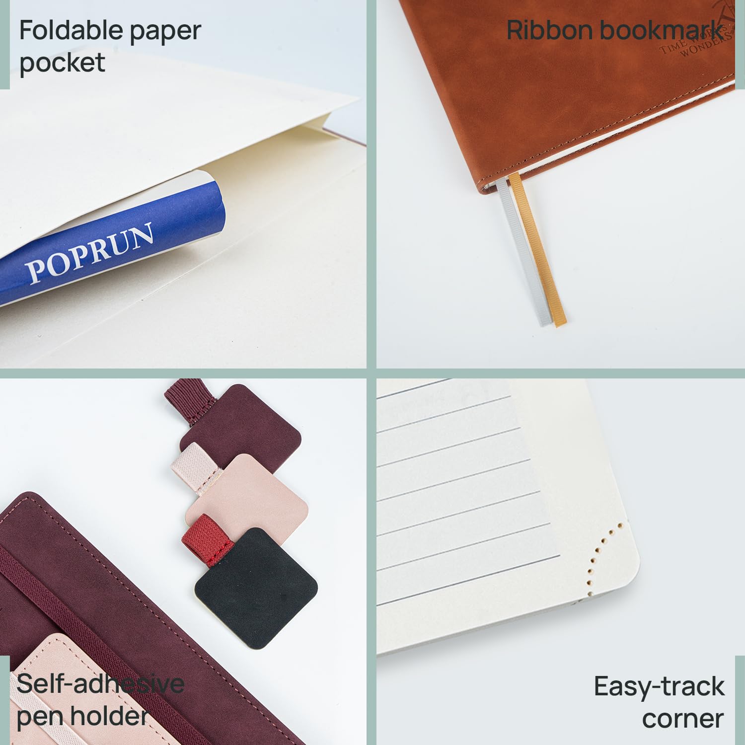 POPRUN 2024-2025 Academic Planner (6.5'' x 8.5'') - Weekly & Monthly Organizer with Leather Cover, Inner Pocket & Tabs - Perfect for Students, Professionals & Time Management (July 2024-June 2025, Black) - Ideal for School, Office & Personal Productivity