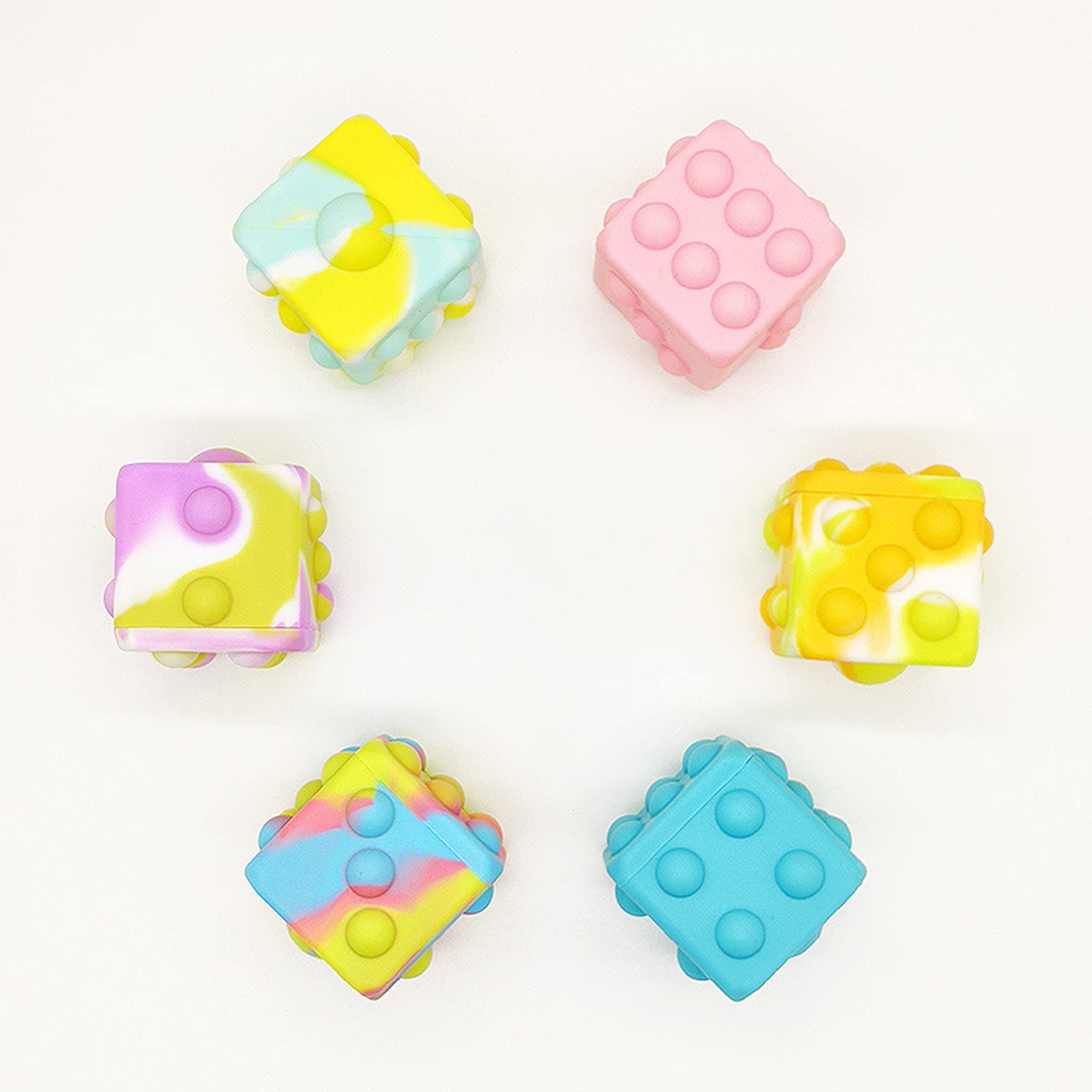 Evolench 3D Pop Its Dice Ball - 6 Pack Fidget Toys for Stress Relief, Sensory Play for Kids & Adults - Portable Push Bubble Popper Game - Natty Blue Mix - Perfect for Anxiety Relief, Classroom, Office & Travel Use