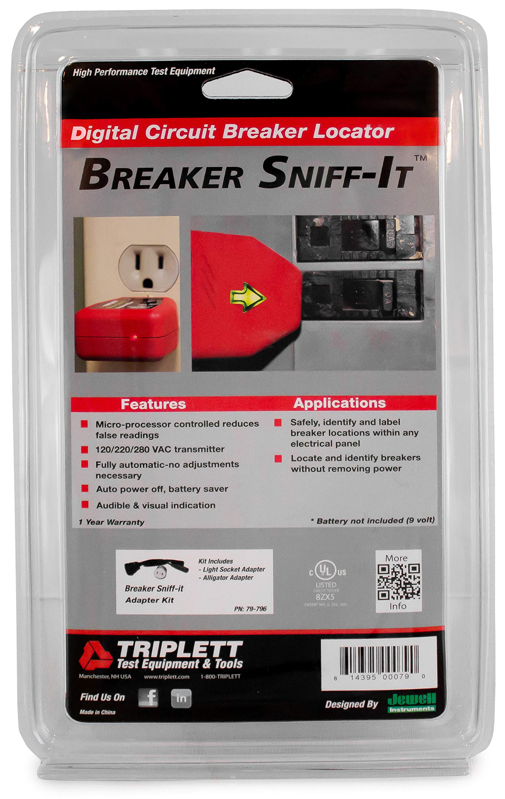 Triplett 9650 Breaker Sniff-It Automatic Circuit Breaker Locator with Audible & Visual Alerts - Ideal for Home Electrical Panel Mapping & DIY Circuit Tracing