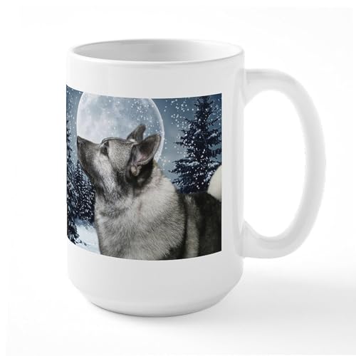 White - Norwegian Elkhound Large Mug