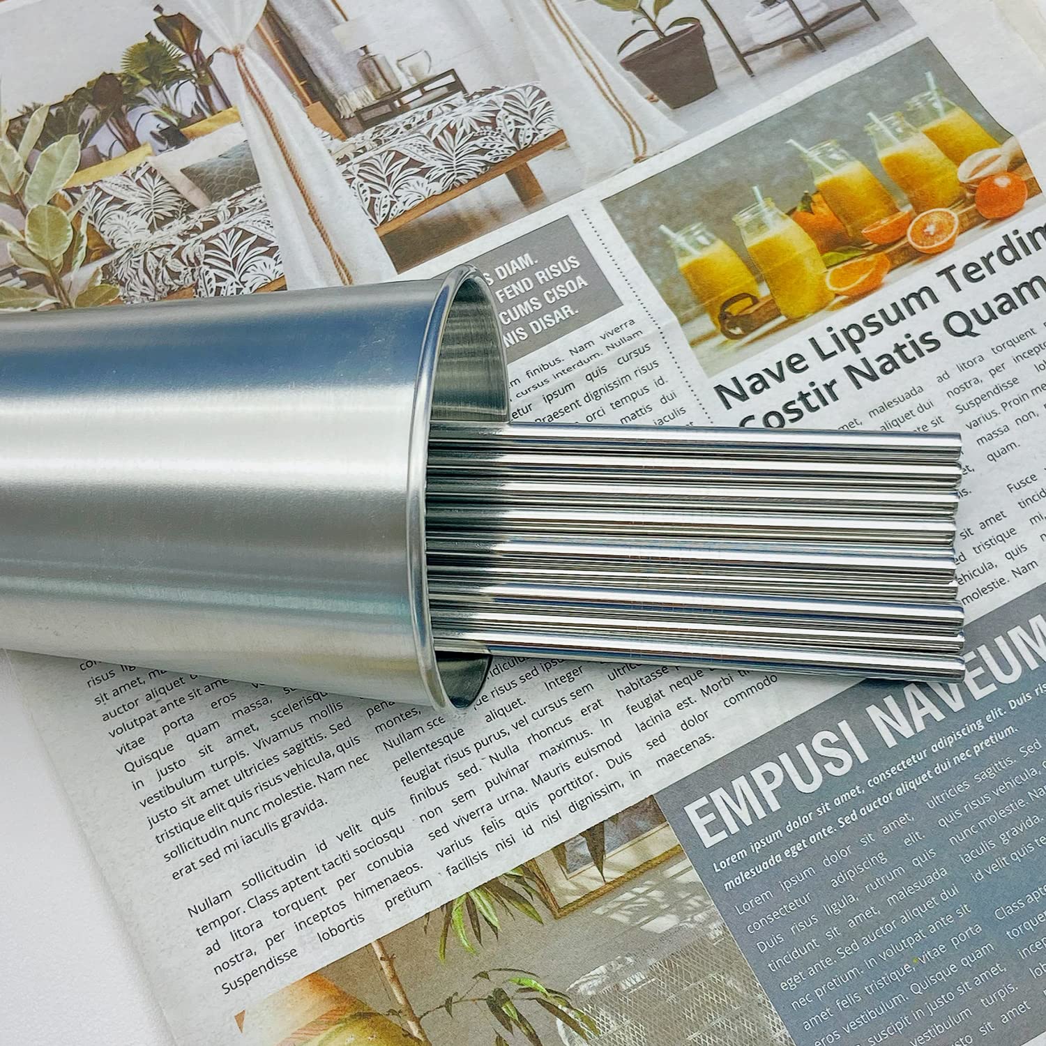 200 Pack Reusable Stainless Steel Straight Straws - 10.5