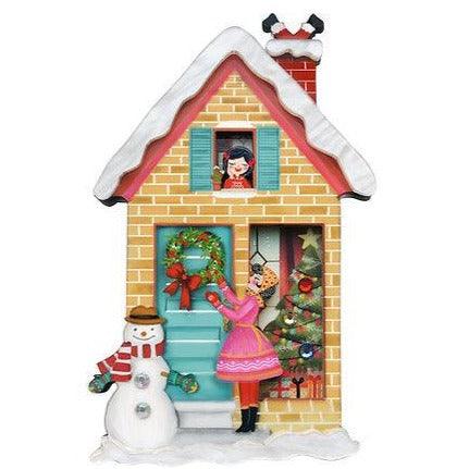 Laliblue Christmas House Brooch - Festive Holiday Pin for Women, Elegant Winter Accessory for Jackets, Scarves & Hats - Perfect for Christmas Parties, Gift Exchanges & Seasonal Decor