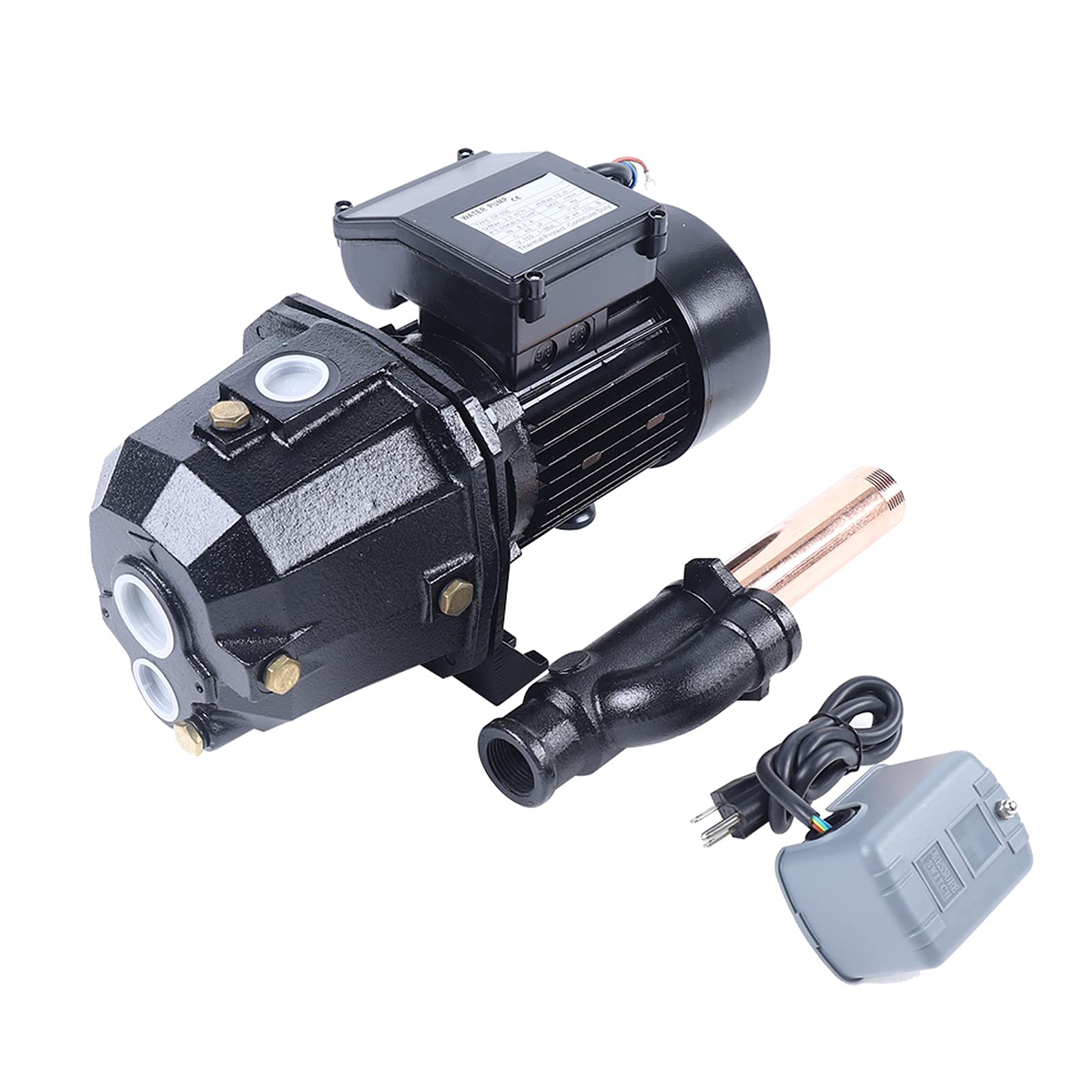 DNYSYSJ 0.75HP/1HP Cast Iron Shallow Well Jet Pump - 14.5GPM/16.7GPM Flow Rate with Thermal Overload Protection - Ideal for Home Water Supply, Irrigation & Farm Use (1HP 750W)