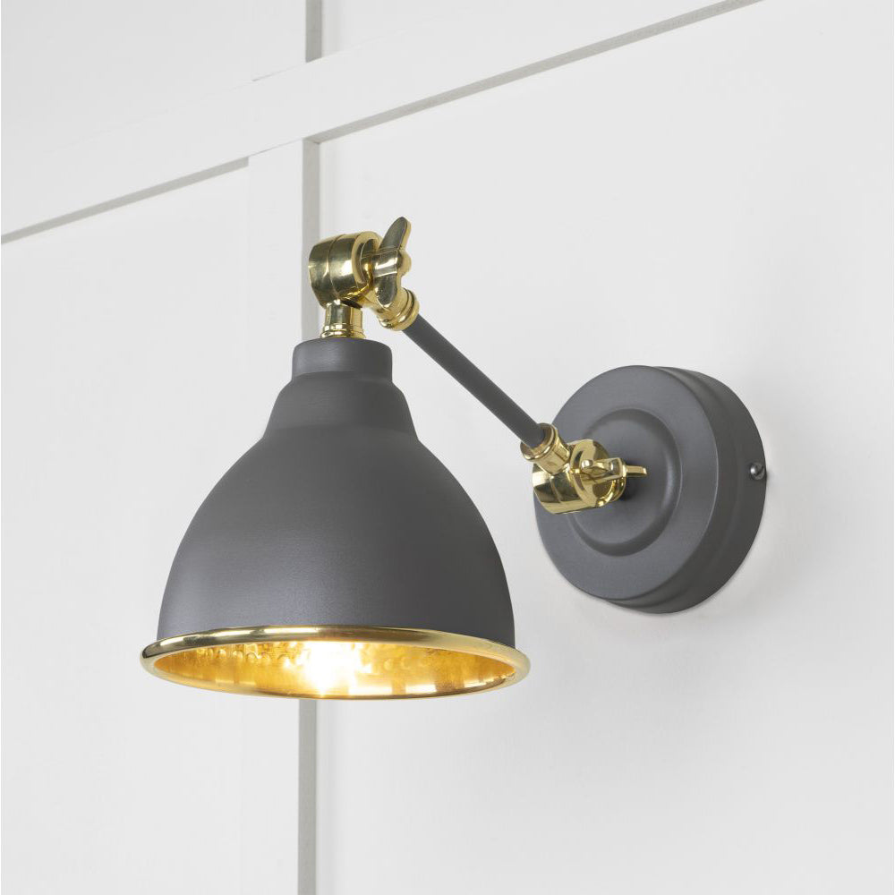 Hammered Brass Brindley Wall Light - Vintage Style Sconce in Multiple Finishes - Perfect for Bedroom, Living Room & Hallway Lighting