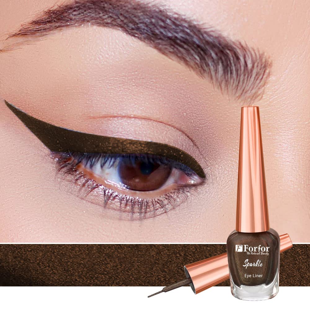 FORFOR Sensational Liquid Glitter Eyeliner - Smudge Proof & Waterproof - 7ml Each (2-Pack, Brown & Royal Blue) - Perfect for Party Makeup, Night Out & Festival Looks