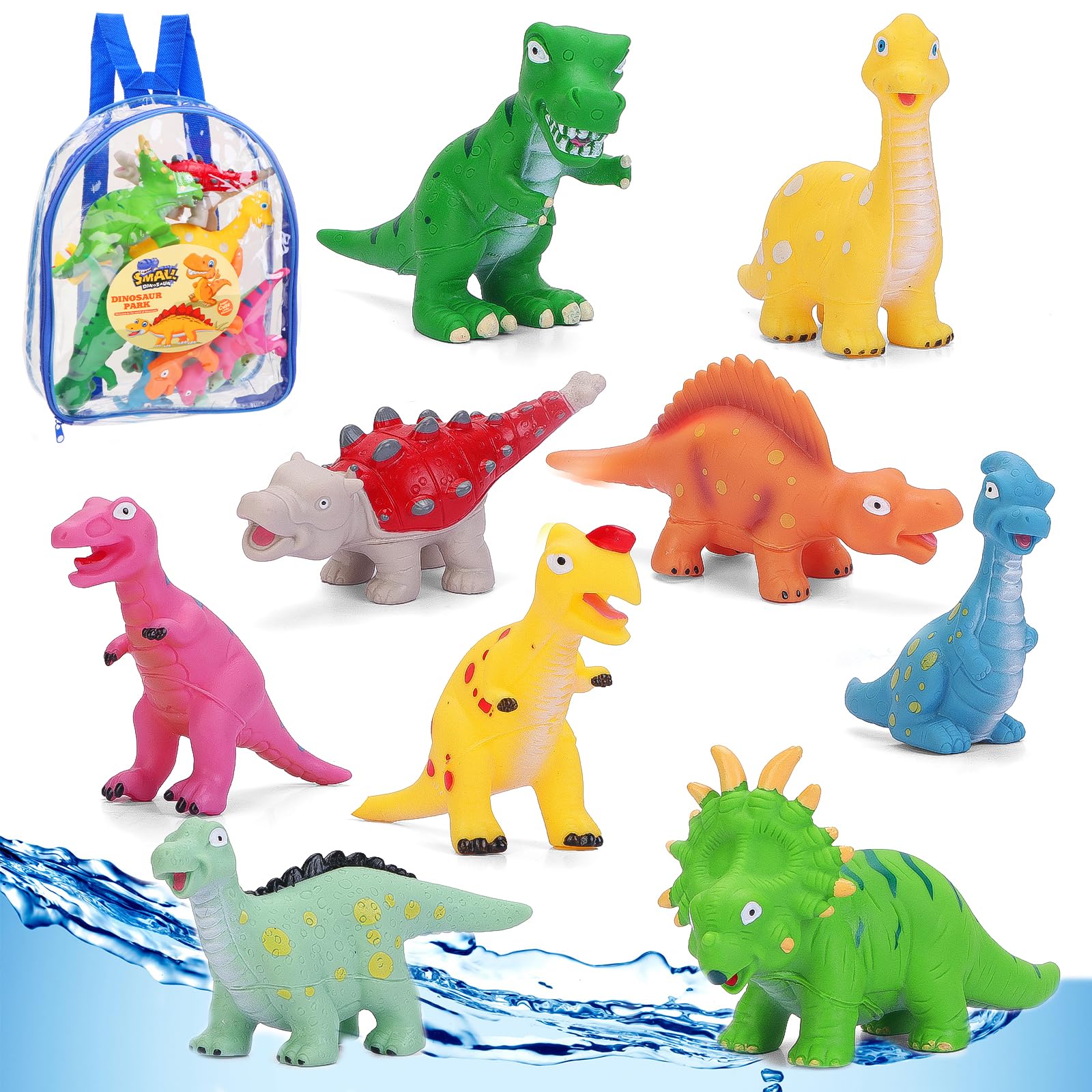 Dinosaur Bath Toys for Toddlers - No Hole Pool & Bathtub Water Play Set - Fun Shower Time Educational Toys for Kids | Perfect for Bath Time, Pool Parties & Sensory Play