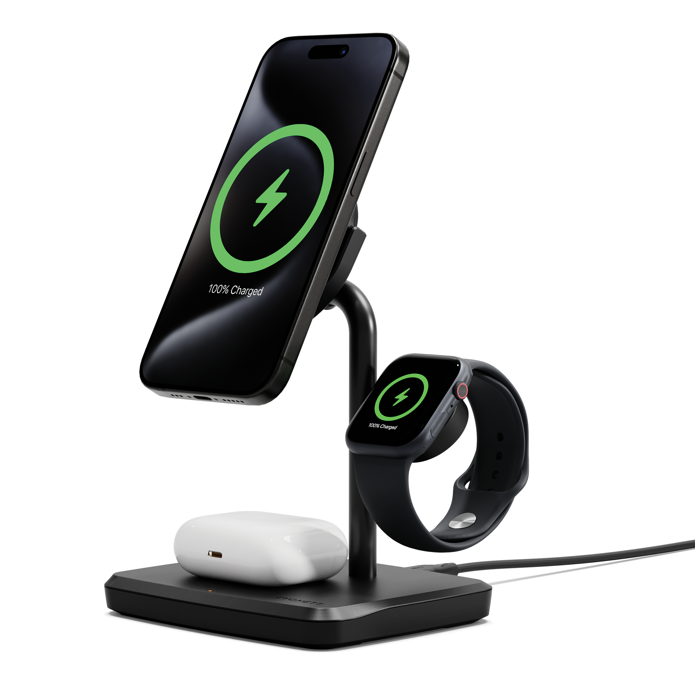 3 in 1 Magnetic Wireless Charger Qi2.0 Fast Charging Stand for iPhone 15/14/13, Samsung Galaxy, AirPods - Perfect for Home, Office & Travel
