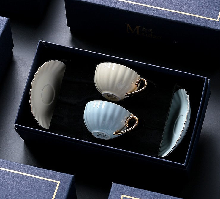 Elegant Macaron Ceramic Coffee Mugs & British Tea Cups Set - Creative Bone China Porcelain Tea Cup with Saucer - Perfect Birthday Gift for Tea Lovers - Ideal for Afternoon Tea, Coffee Break & Home Decor