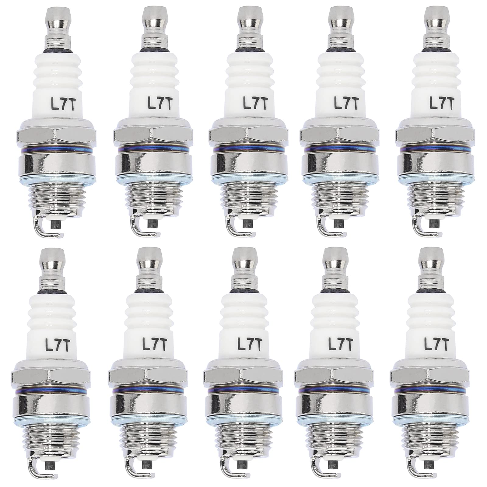 Yingshop Pack of 10 L7T Spark Plugs - Compatible with 33cc 43cc 47cc 49cc 2-Stroke Engines - Fits Mini Pocket Bikes, ATVs, Quads, Scooters, Trimmers, Blowers, Chainsaws, Brushcutters, Lawnmowers - Works with Husqvarna, Kawasaki, Echo, Stihl - Ideal for Outdoor Power Equipment Maintenance & Small Engine Repair