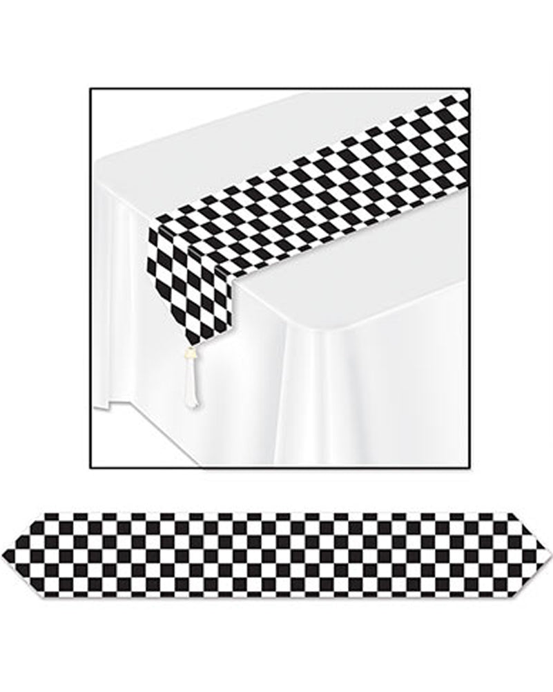 Vintage 50s Style Checkered Table Runner - Cotton Washable Dining Table Decor for Kitchen, Party, Wedding & Holiday Events