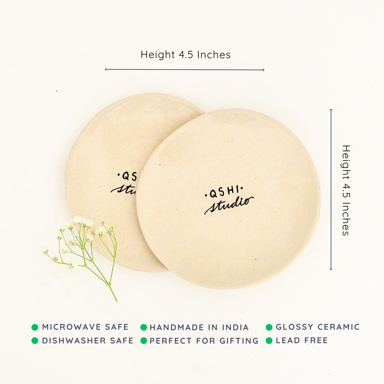 Handmade Ceramic Coasters Set of 2 - Durable Tea Cup Coasters for Dining Table Decor - Elegant & Long-Lasting - Perfect for Coffee, Tea, and Beverage Protection at Home or Office