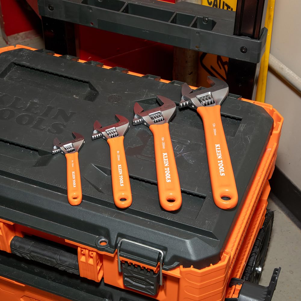 Klein Tools Extra-Capacity Adjustable Wrench Set - 4-Piece Heavy Duty Multi-Size Wrench Kit for Plumbing, Automotive & Home Repairs | Perfect for DIY Projects & Professional Use