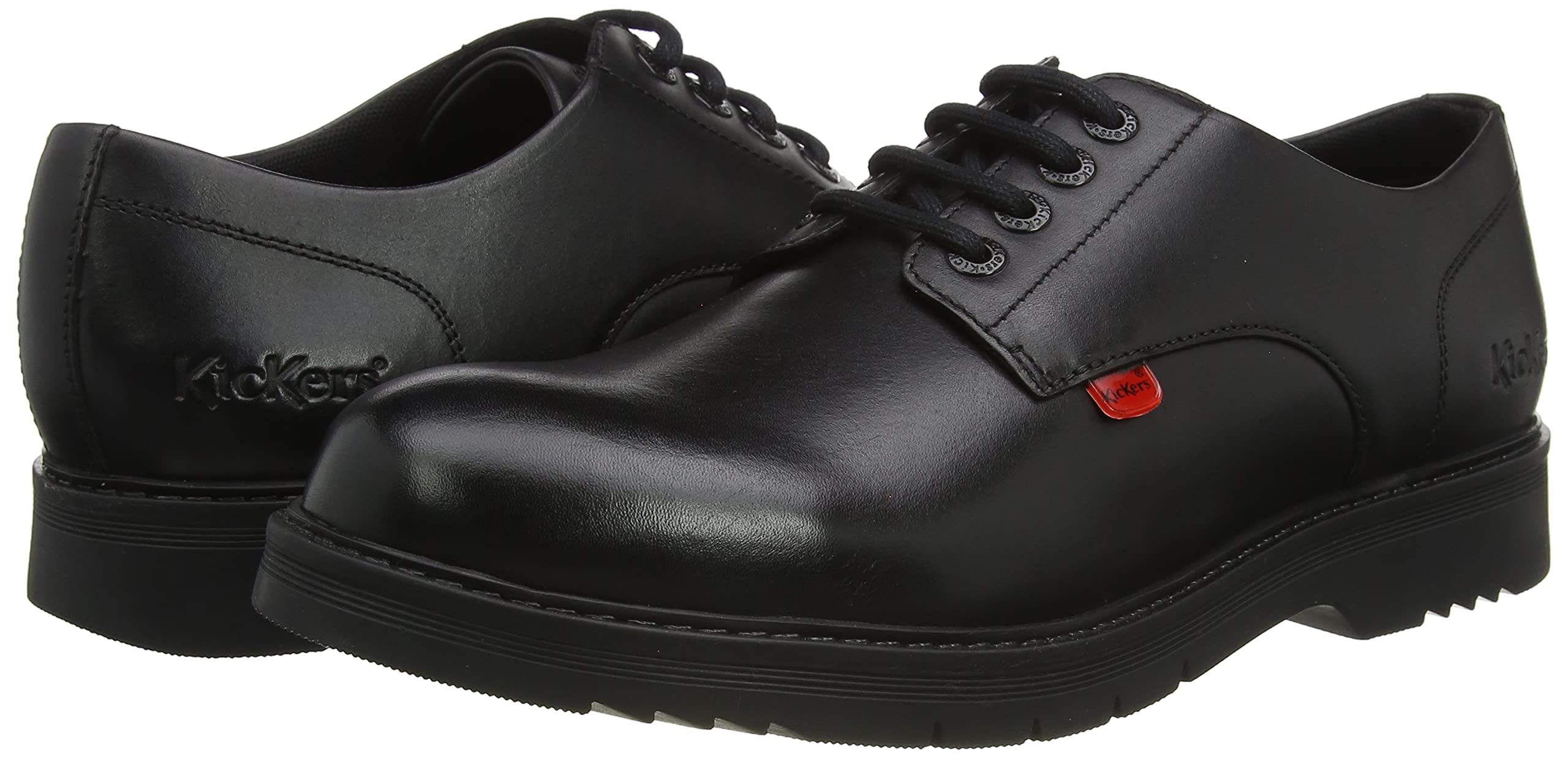 Kickers Men's Finley Lo School Uniform Shoe - Comfortable Black Leather Sneakers for Boys & Teens - Perfect for School, Uniform Dress Code & Casual Wear