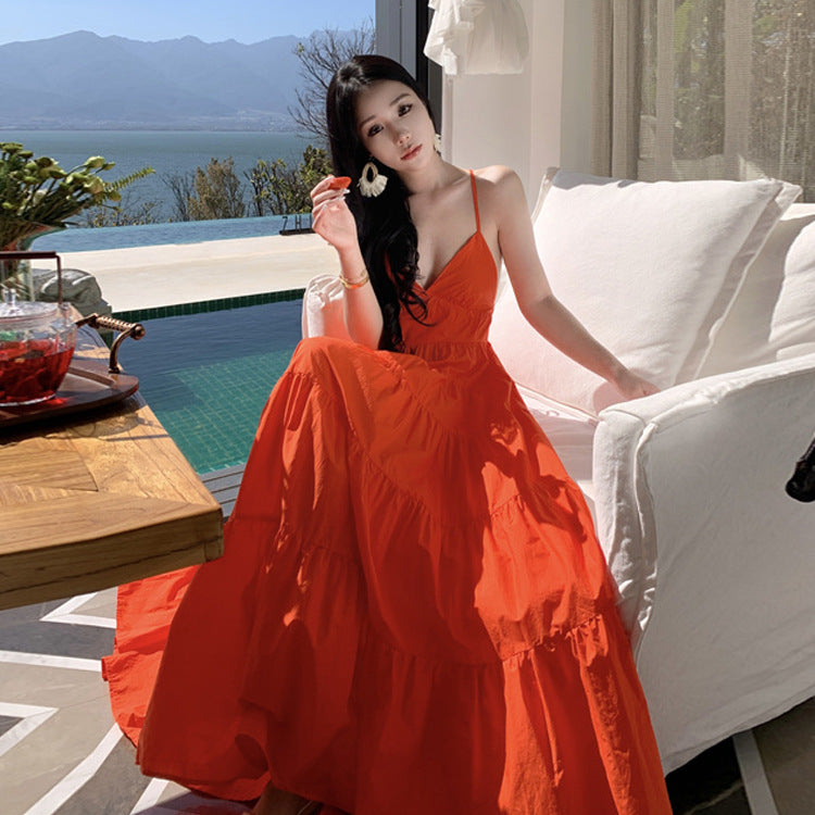 Women's Backless Spaghetti Strap Summer Dress - Sexy Beach Holiday Party Outfit for Vacations, Poolside Lounging & Tropical Getaways