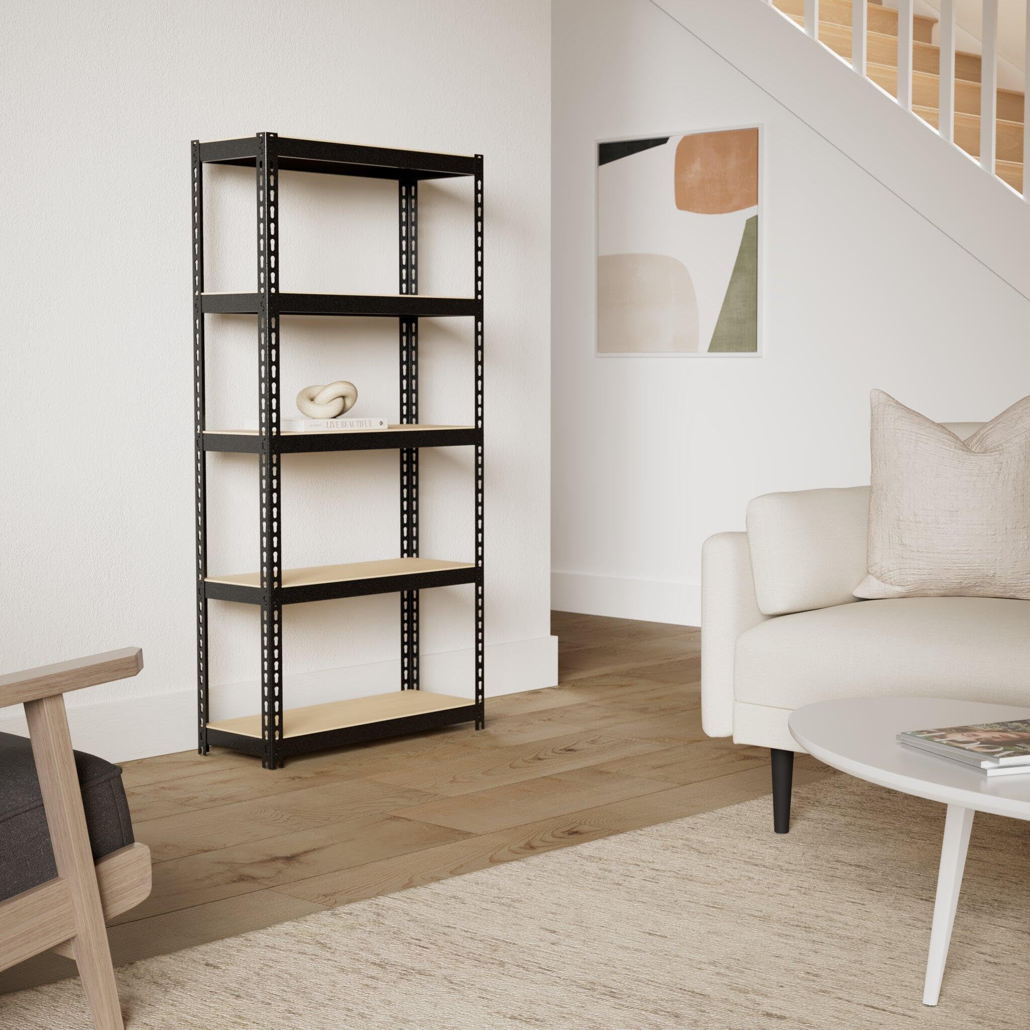 Lorell Narrow Steel Shelving Unit - Heavy Duty Metal Storage Rack for Home, Office, Garage & Warehouse Organization