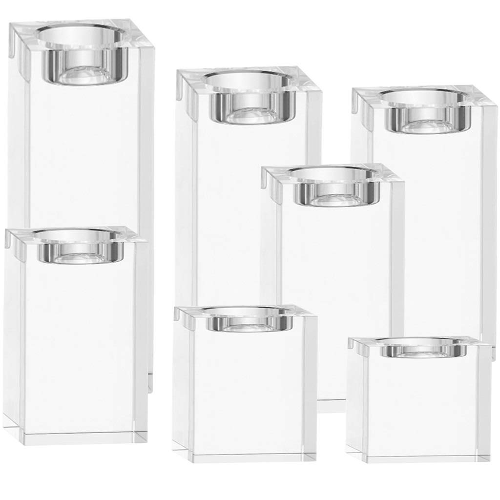 Elegant Crystal Glass Candle Holders - Transparent Pillar Candlesticks for Christmas, Weddings & Home Decor | European Style Romantic Candle Cups | Modern Minimalist Tabletop Centerpiece for Dining Room, Living Room & Bedroom Ambiance