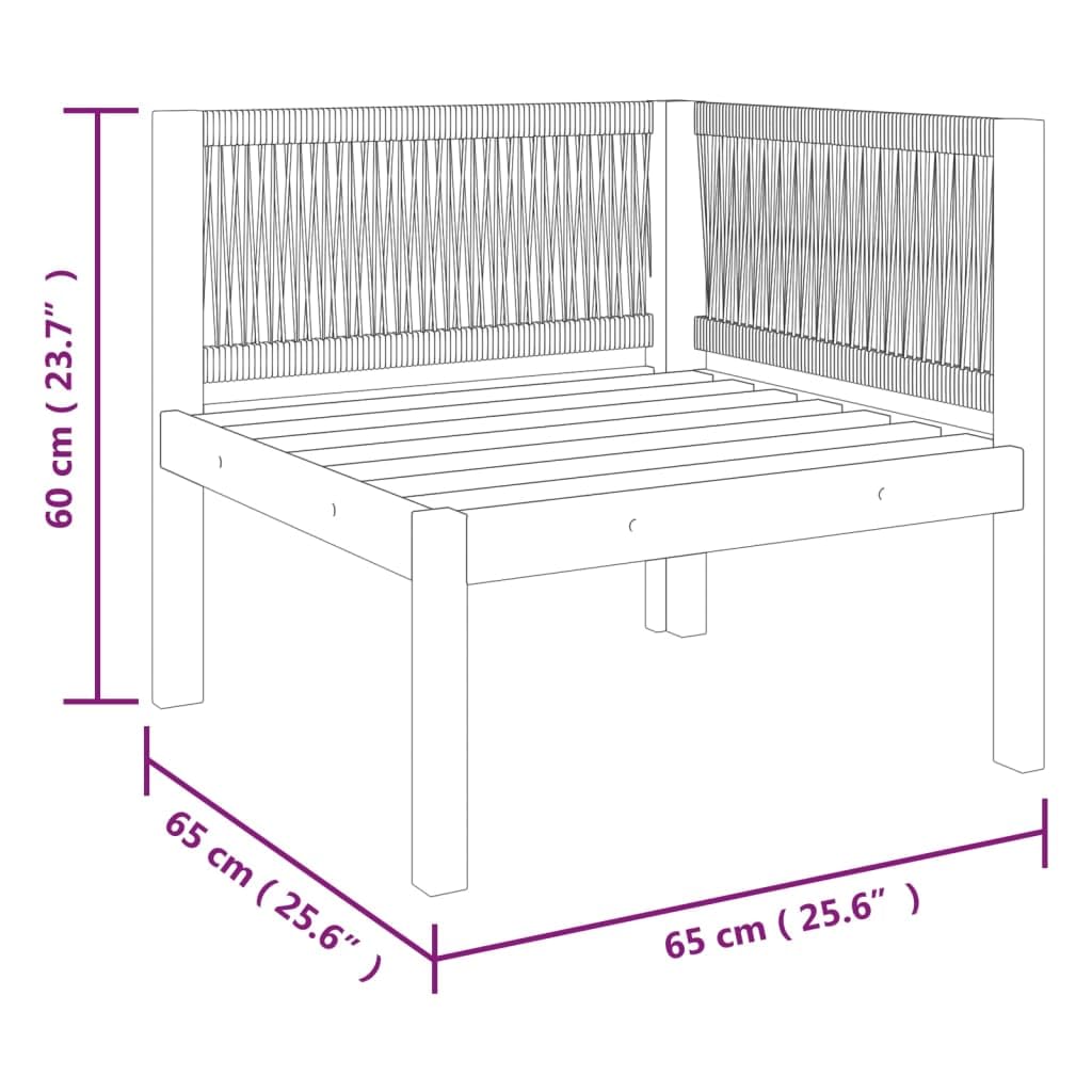 2-Seater Outdoor Patio Bench - Solid Acacia Wood & Modern Rope Design - Modular Garden Bench with Removable Cushions - Durable Terrace Furniture for Backyard, Deck & Poolside Relaxation