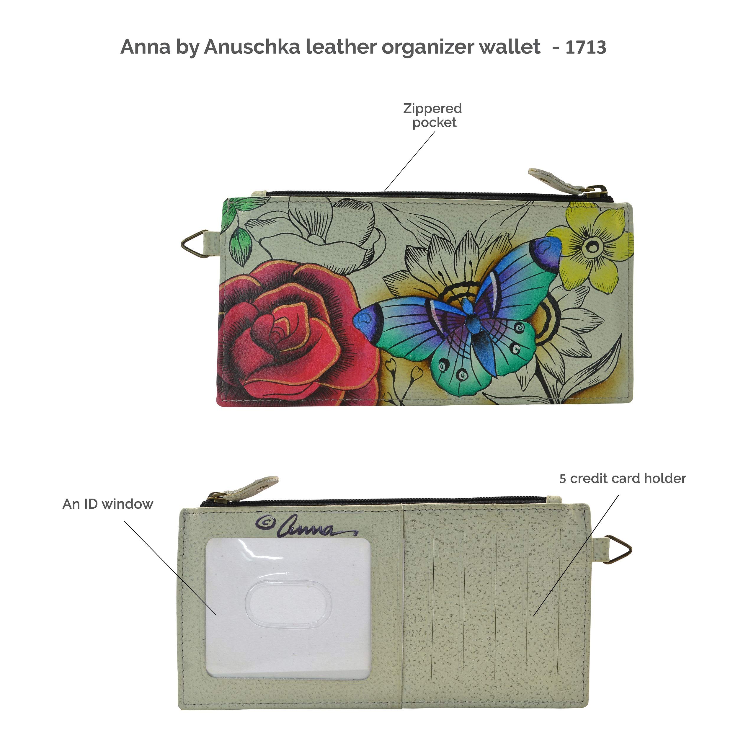 Anuschka Women's Hand-Painted Genuine Leather Wallet & Organizer - Floral Paradise Design for Everyday Use, Travel, and Gift Giving