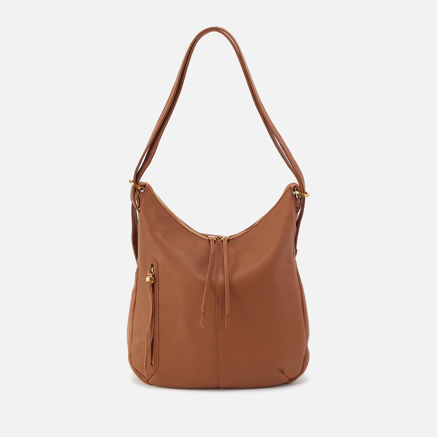 Premium Merrin Convertible Backpack in Pebbled Leather - Warm Honey Color | Stylish Laptop Bag for Work, Travel & College | Durable Leather Backpack for Women & Men