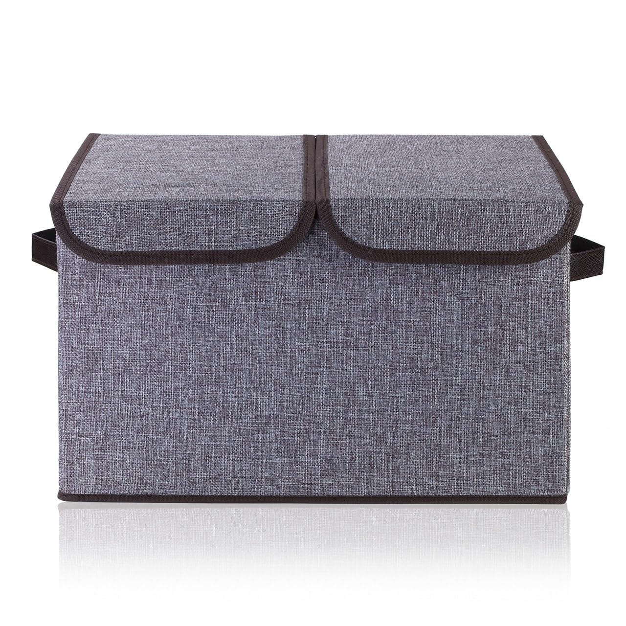 Enova Home Collapsible Fabric Storage Bins with Lids - Foldable Cloth Organizer Baskets for Home, Office & Closet Organization (Grey) - Perfect for Bedroom, Bathroom & Kids Room Storage Solutions