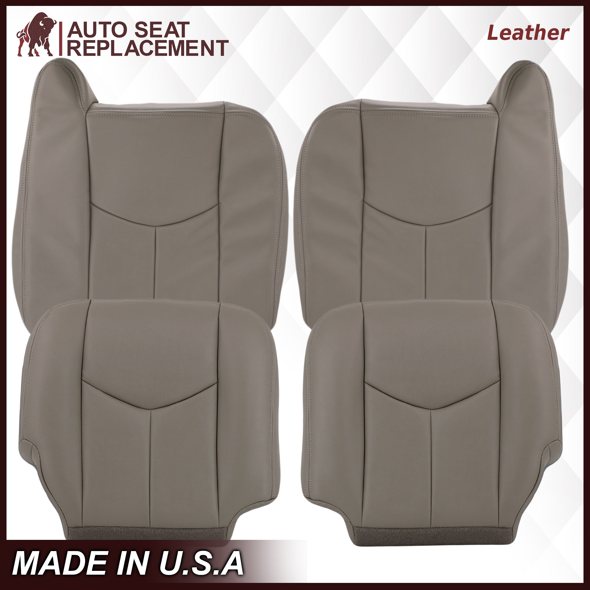 2003-2007 Chevy Silverado Avalanche GMC Sierra Work Truck Seat Cover - Gray 40/20/40 Split Bench (No Armrest) | Premium Leather or Vinyl Protection | Durable & Comfortable for Construction, Farming & Daily Commuting