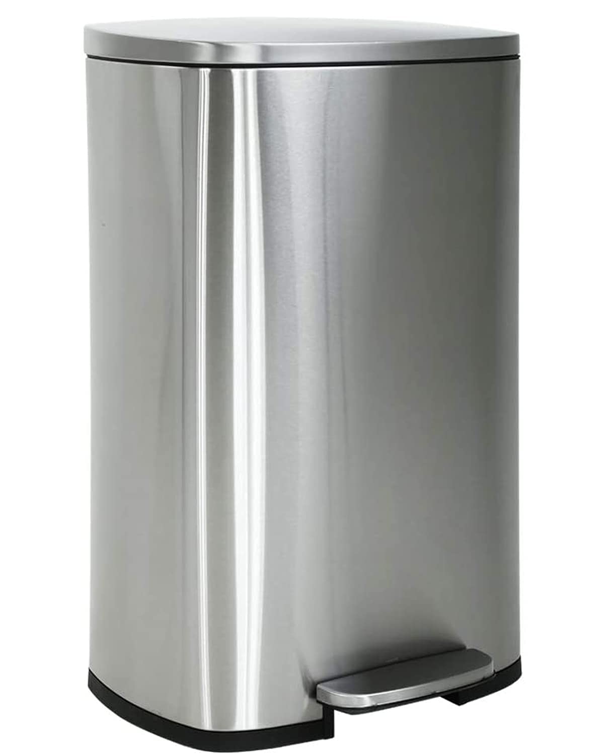 13 Gallon Brushed Stainless Steel Step Trash Can with Soft-Close Lid - 50L High Capacity Kitchen Garbage Bin for Home, Office, Bathroom & Bedroom - Odor Control & Hands-Free Disposal for Modern Living Spaces