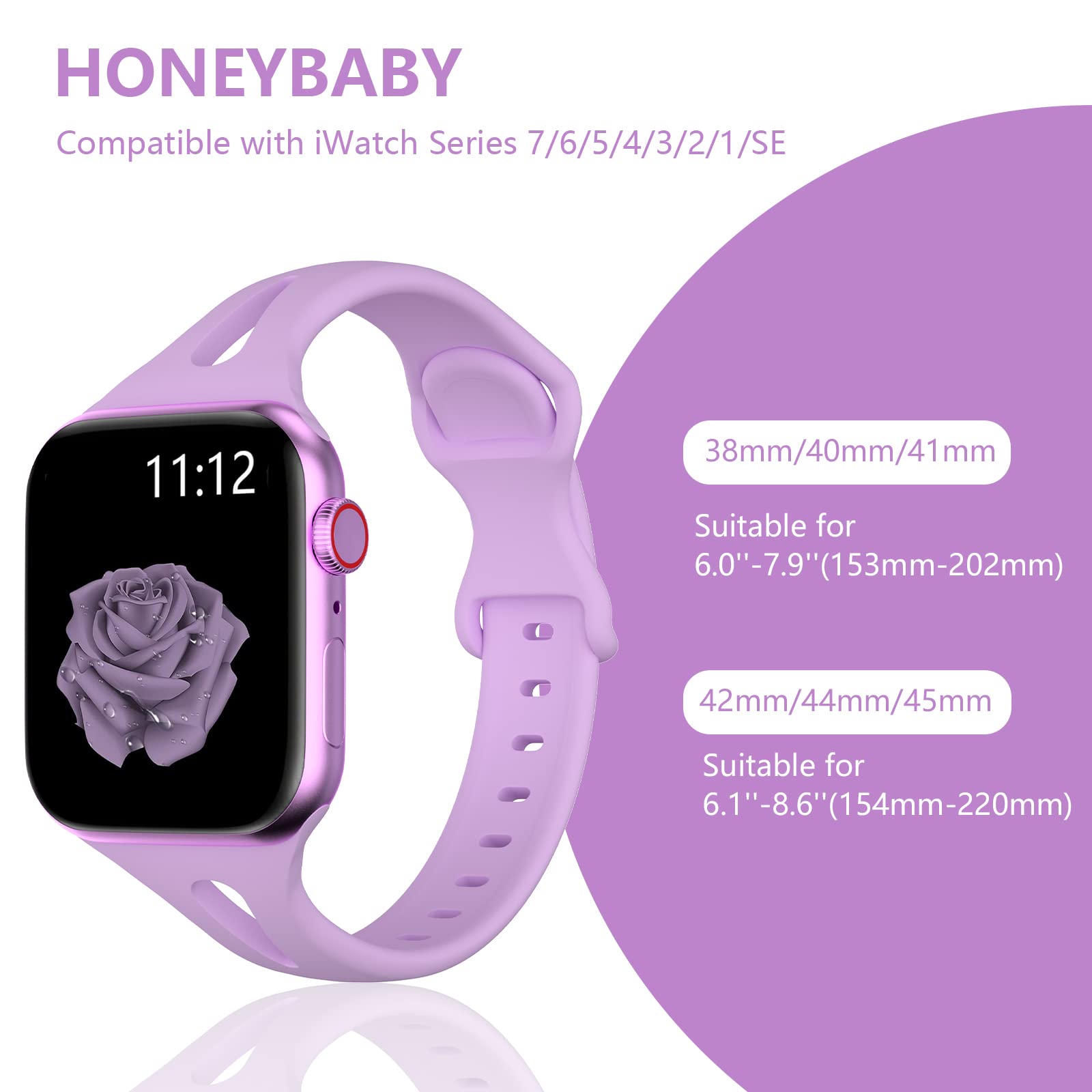 Sport Watch Band Compatible with Apple Watch 38mm 40mm 41mm 42mm 44mm 45mm - Soft Silicone Replacement Strap for iWatch Series SE/7/6/5/4/3/2/1 - Waterproof, Slim Design for Men, Women & Kids - Perfect for Running, Swimming & Daily Wear