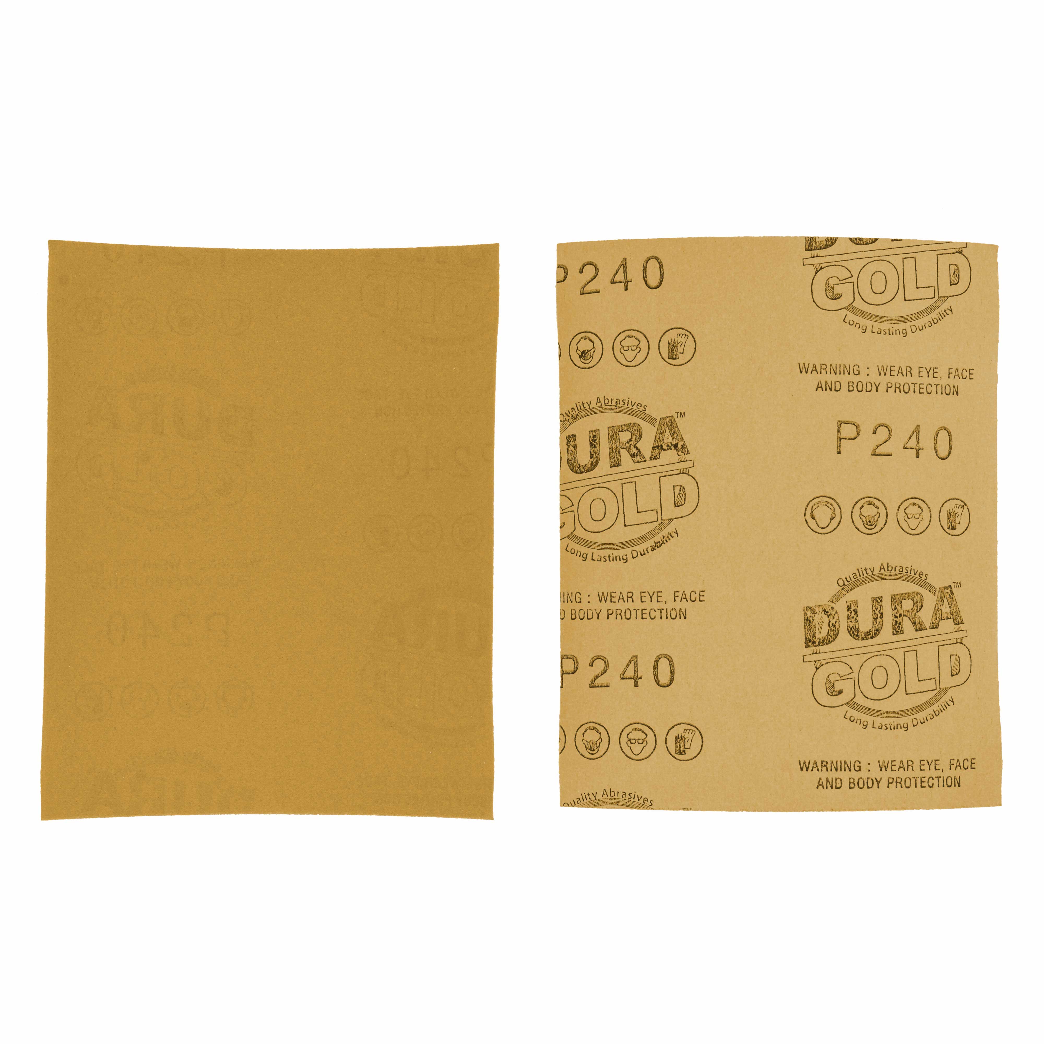 240 Grit Gold Sandpaper - 1/4 Sheet Plain Backing 5.5